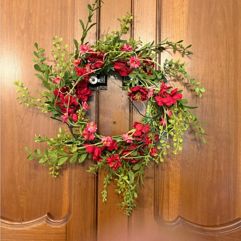 Faux Flower Wreath or Candle Ring Flower Crown Med sized Super High Quality Red